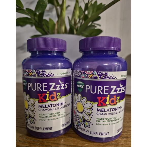2 Pk Vicks Pure Zzzs Kidz Sleep Aid Melatonin Gummies 72 Ct Each EXP 12/2025 - Picture 1 of 7